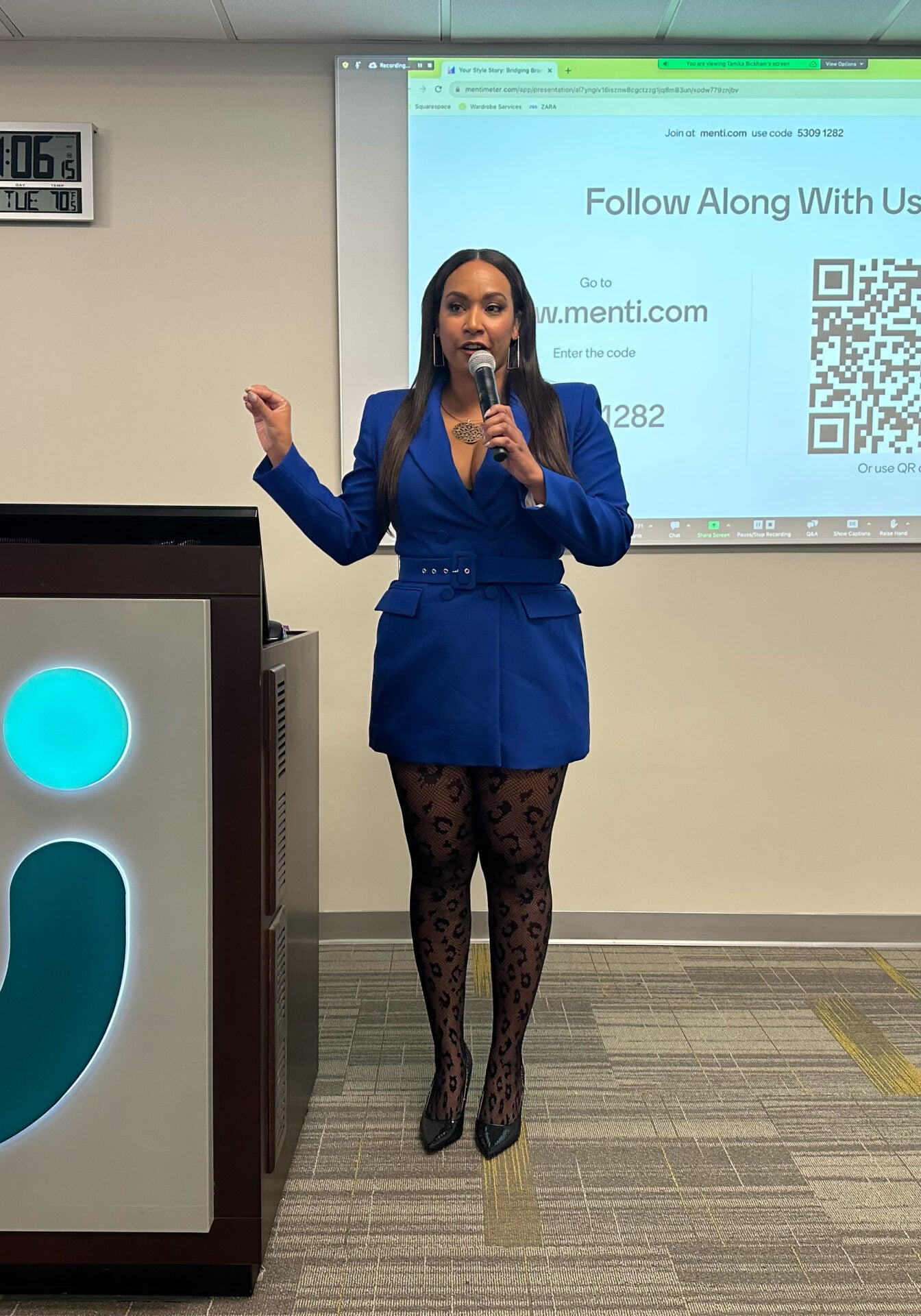 Tamika speaking to a corporate audience