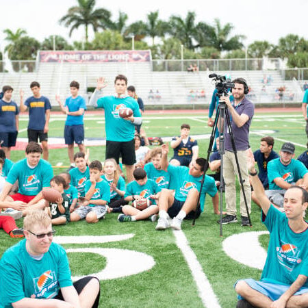 Filming in a sports field